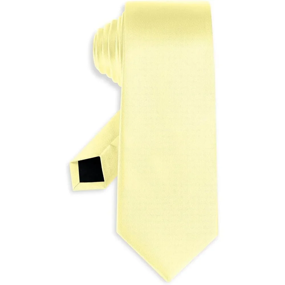 Men's Light Yellow Solid Pure Color Formal 3.15